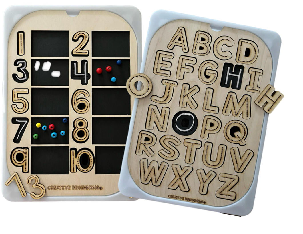 Large TROFAST Chalkboard Based Lid Insert (Uppercase and Numbers) | Sensory Table Lid | Alphabet and Numbers Sensory Table Chalkboard Puzzle Combo