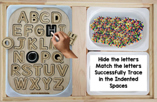 Load image into Gallery viewer, Large TROFAST Chalkboard Based Lid Insert (Uppercase and Numbers) | Sensory Table Lid | Alphabet and Numbers Sensory Table Chalkboard Puzzle Combo
