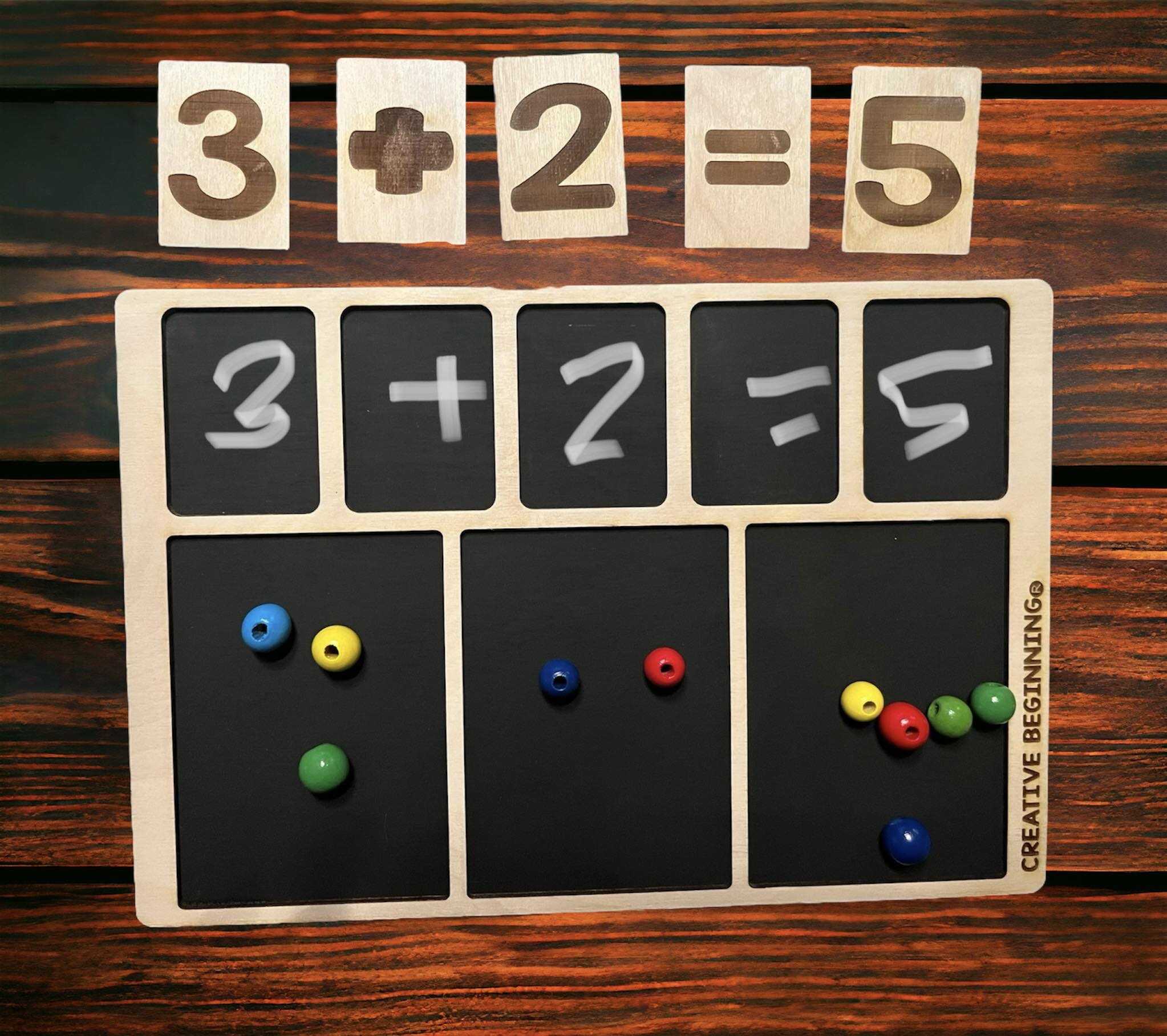 At The Board Adding Math Addition - Subtraction - Greater or Less Than Wooden Tray - Chalkboard ...