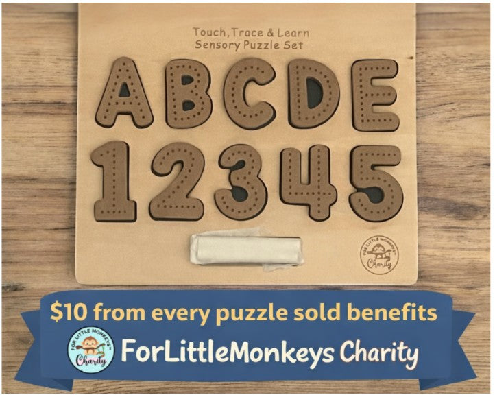 Mini Chalkboard Based Puzzle - Charity Board-  CHALKBOARD BASE WITH TRACERS -  Educational Alphabet Tracing Board | Sensory Learning Tool for Autism | Handwriting Practice Board
