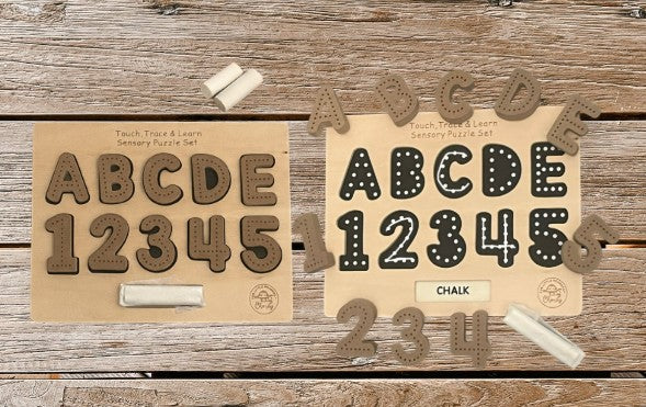 Mini Chalkboard Based Puzzle - Charity Board-  CHALKBOARD BASE WITH TRACERS -  Educational Alphabet Tracing Board | Sensory Learning Tool for Autism | Handwriting Practice Board