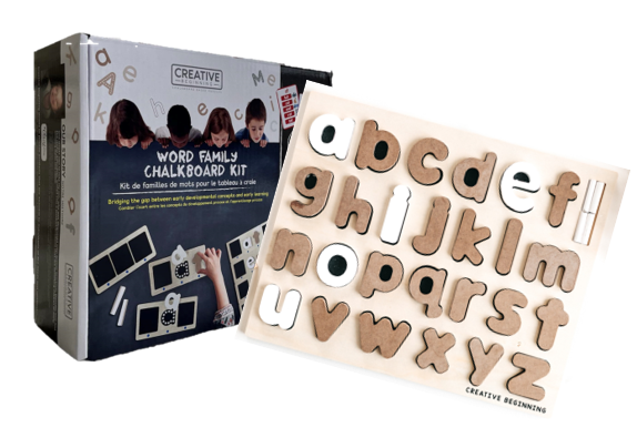 Lowercase Chalkboard puzzle!  Chalkboard based with tracers!  No more "going out the lines".  Neutral Colour Palette,vowels in white.  Word Family Chalkboard Kit! Build CVC words!  